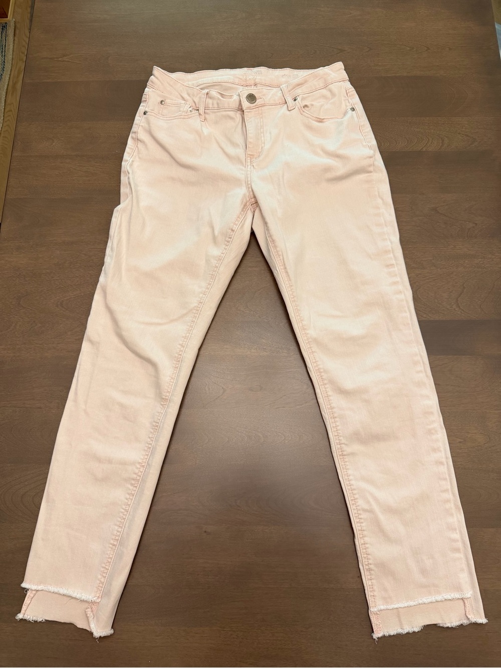 Crown & Ivy Pink Skinny Jeans Raw Hem Size 6R